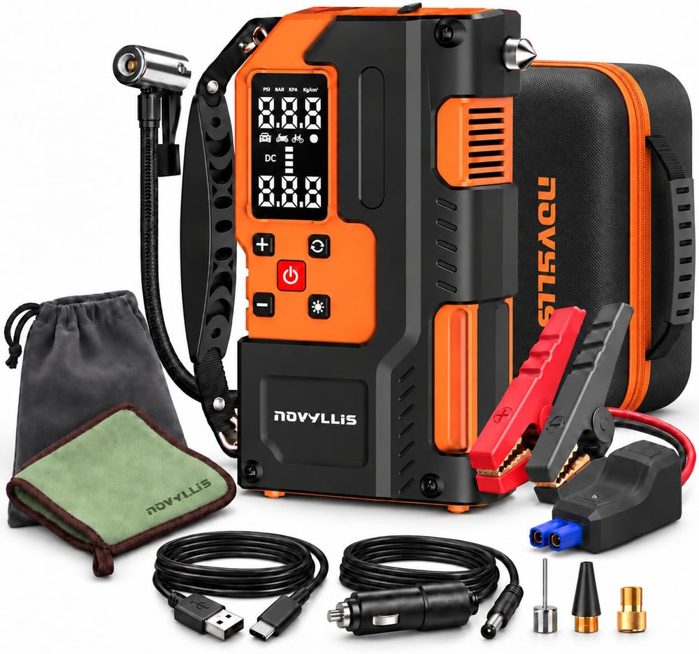 6000A 14.8V Car Battery Jump Starter with 150PSI Air Compressor