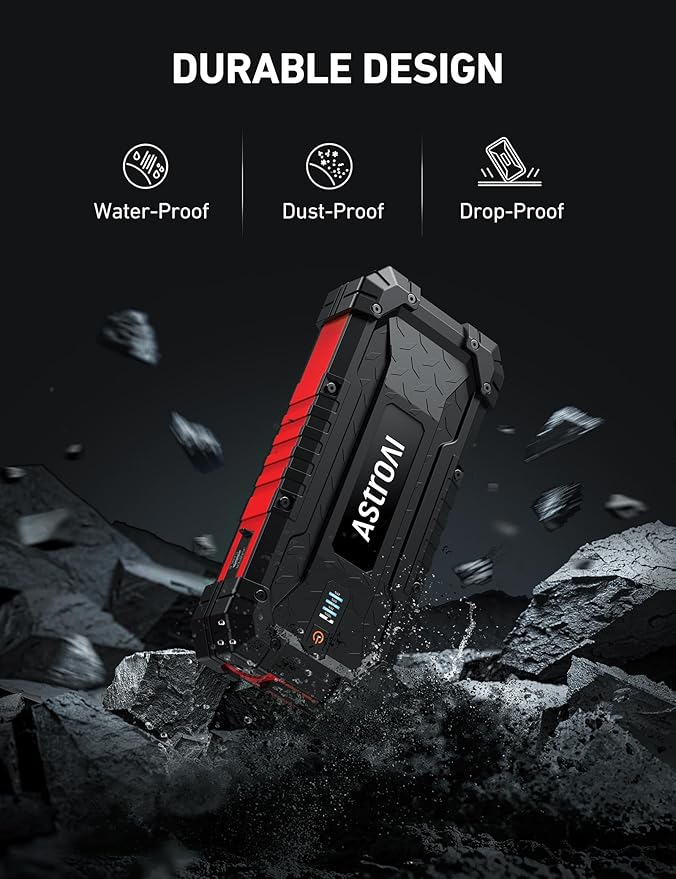 AstroAI S8 Ultra 4000A Peak Jump Starter, Up to All Gas/12L Diesel Engine