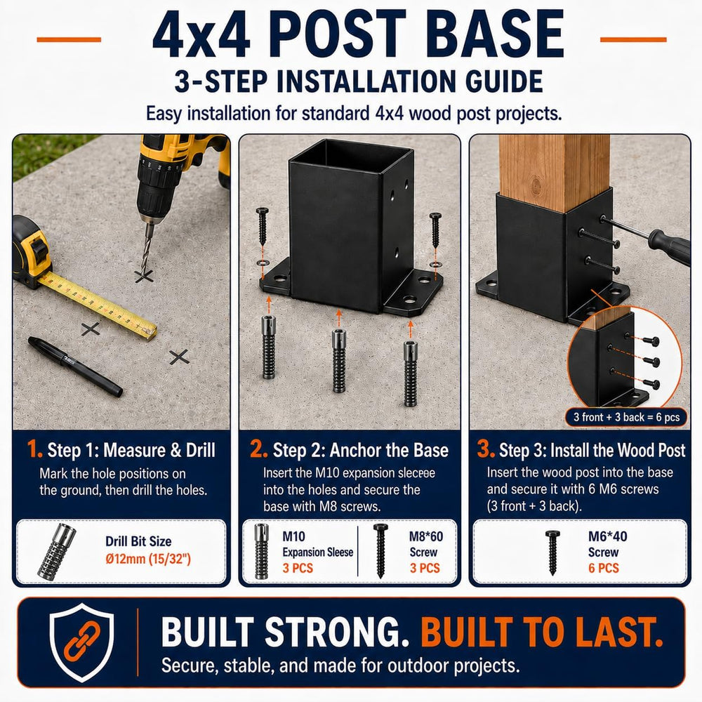 4x4 Post Base, 4x4 Post Bracket 4Pcs, Inner Size 3.6x3.6 inch Fence Post Anch...