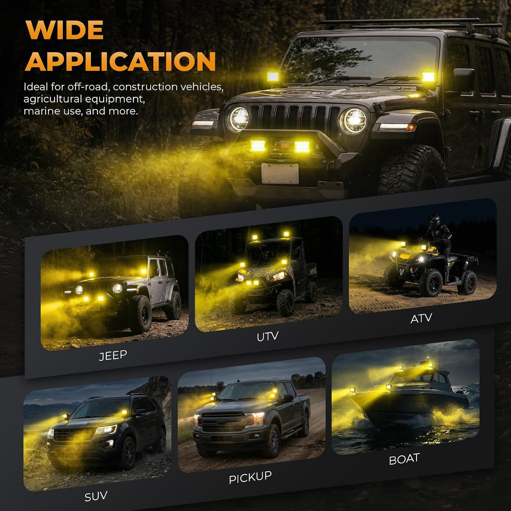 Turboo 4 Inch LED Light Pods 4PCS 60W Led Light Bars, 12000LM Spot Flood Beam...