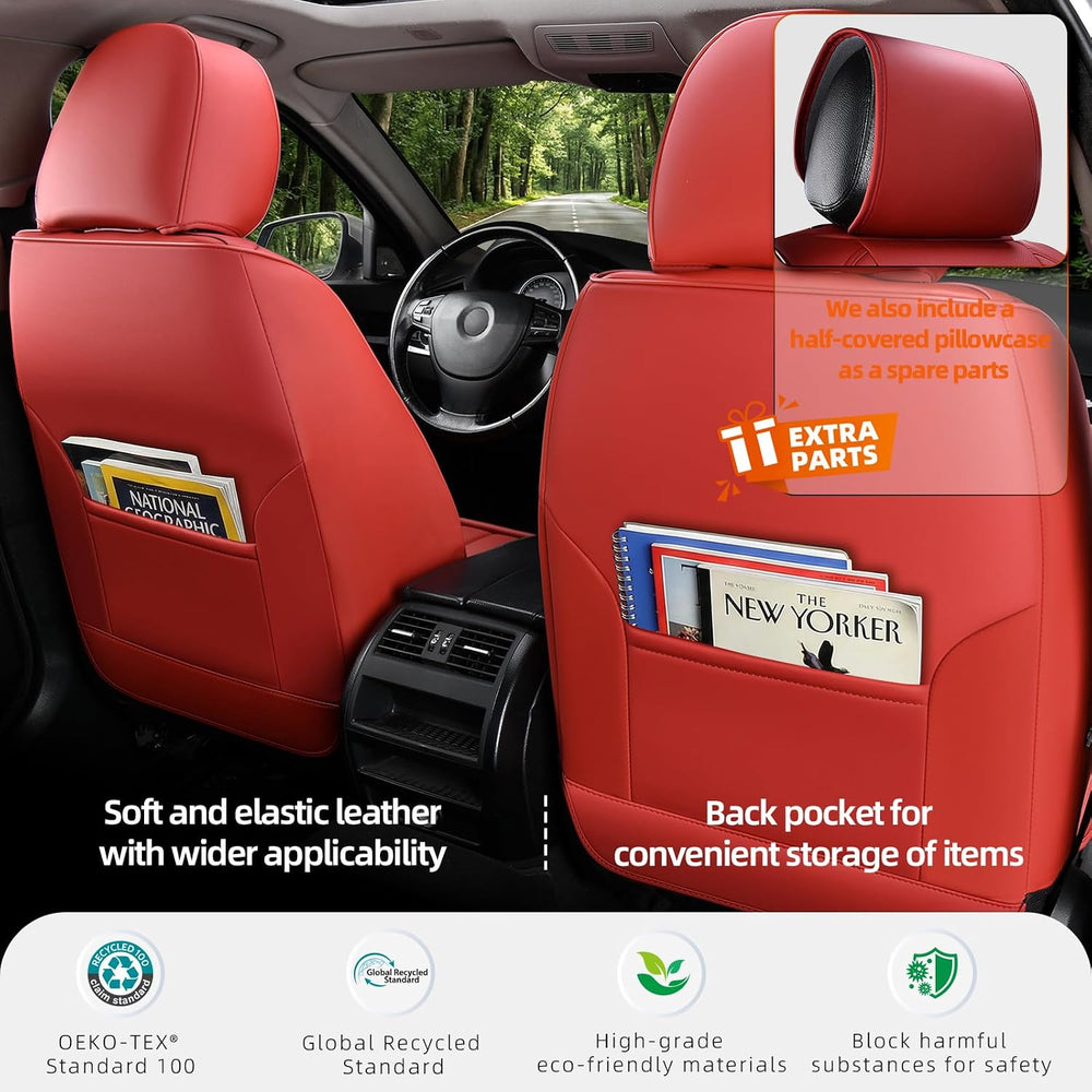 5-Seater Waterproof and Breathable Nappa Leather Car Seat Covers Full Set, Fi...