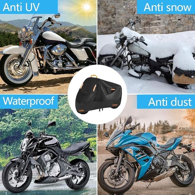 SECELES 300D Motorcycle Cover Heavy Duty, SECELES All Season Durable Scooter