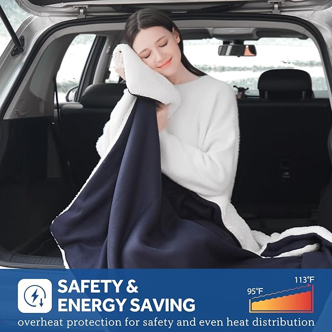 Sealy 12-Volt Heated Car Blanket, Portable Electric Blanket