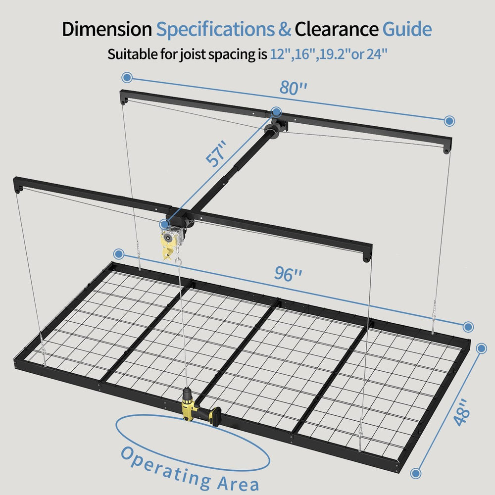 Overhead Garage Storage Rack โ 4x8 FT Garage Ceiling Storage Racks with Safet...