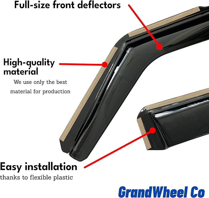 Window Deflectors Smoke Tinted in-Channel Side Window Vent Visor Deflectors (...