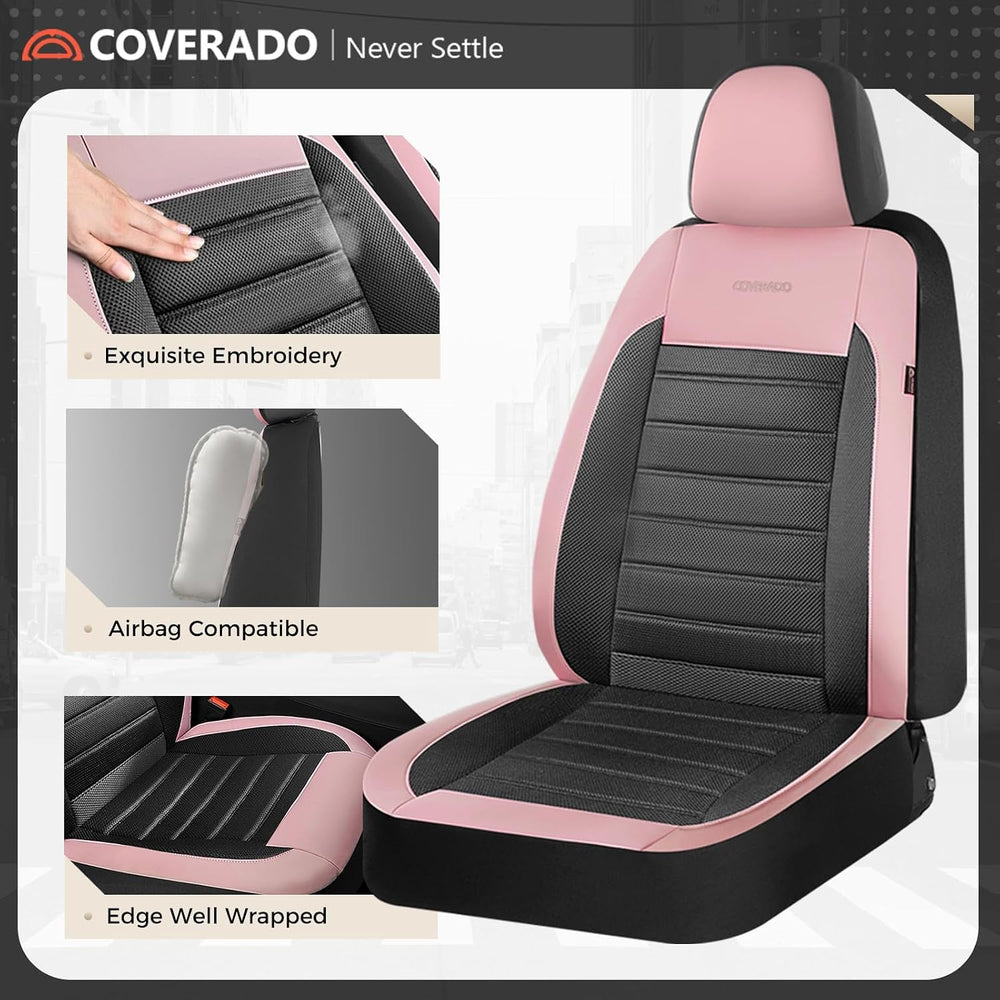 Coverado Car Seat Covers Front Seats, Luxury Leather Car Seat Covers, Automot...