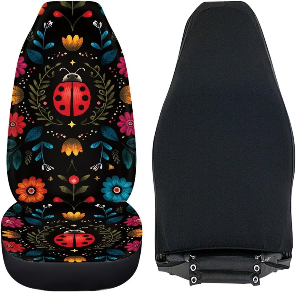 Bulopur Floral Ladybug Car Seat Covers Front Seats Only Breathable Automotive...
