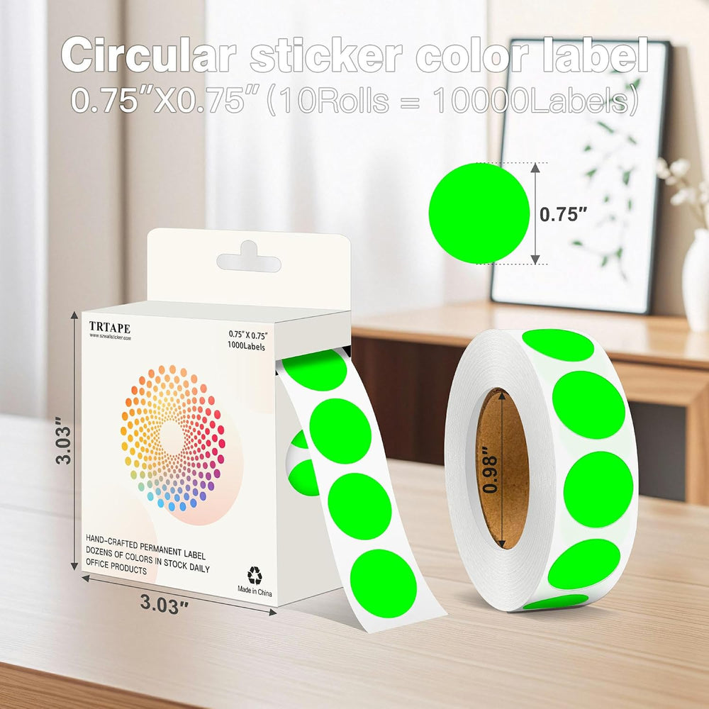 3/4 Inch Round Color Coding Labels, Dot Stickers 10 Rolls, 10000PCS