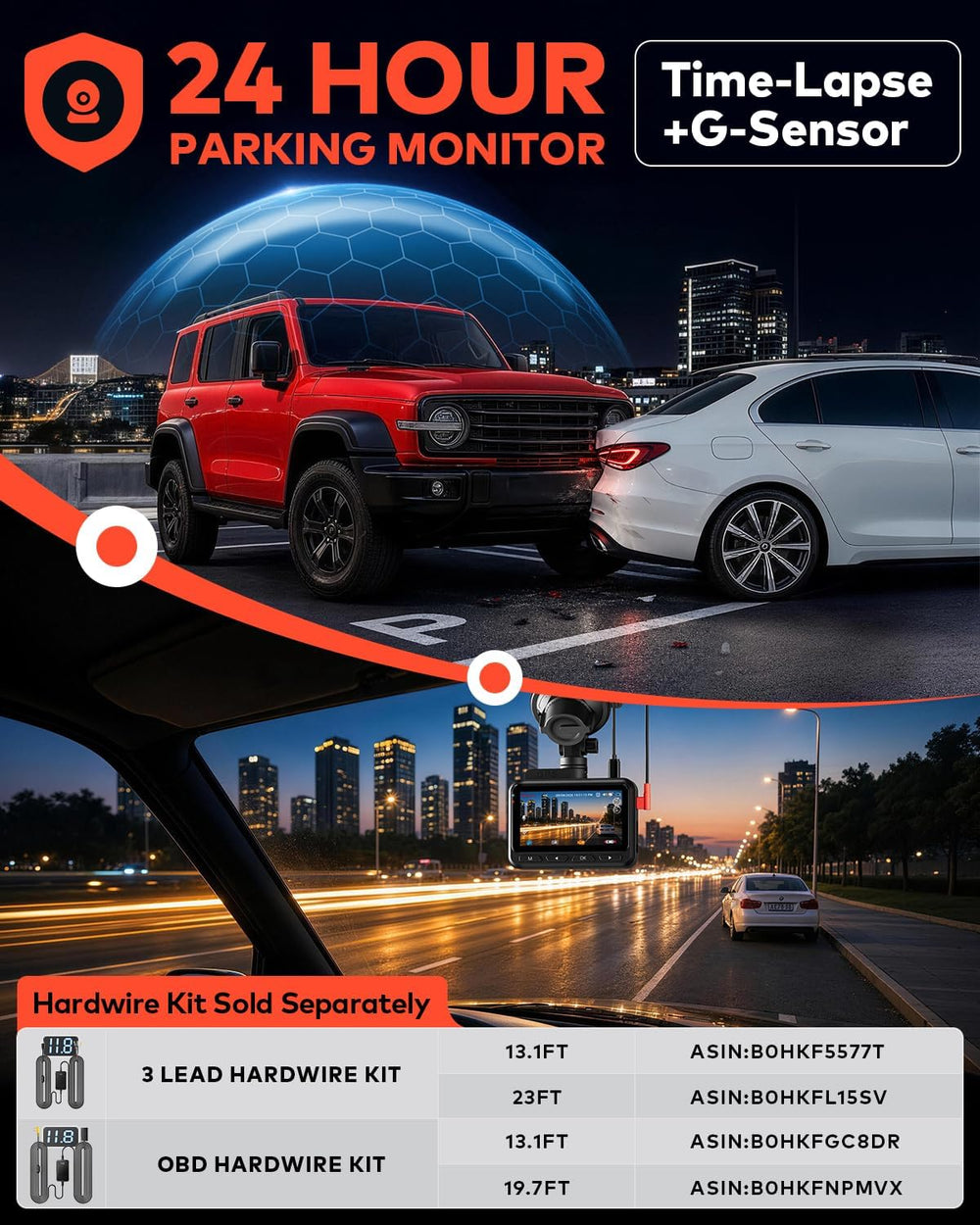 4K+4K Dash Cam Front and Rear, 2 HDR Night Vision, Free 128GB Card
