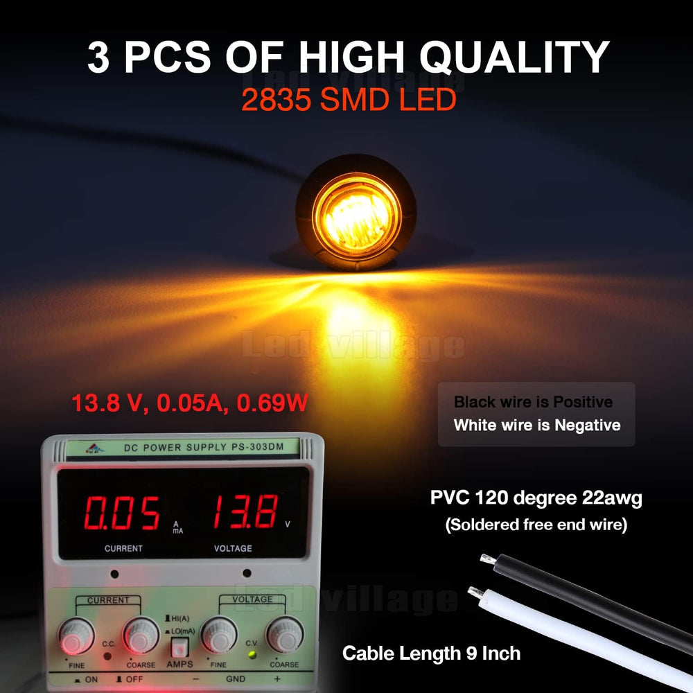 100 Pcs 3/4 Inch Small Round Amber Sealed Button Side Marker Lights Fit for T...