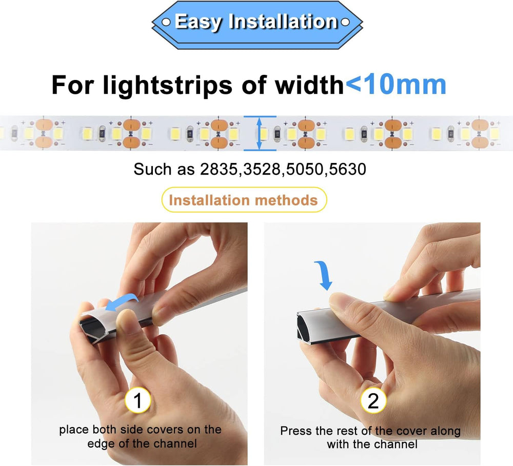 VST 6Pack 3.3 ft Black LED Aluminum Channel with Milky White Cover V Shape 16...