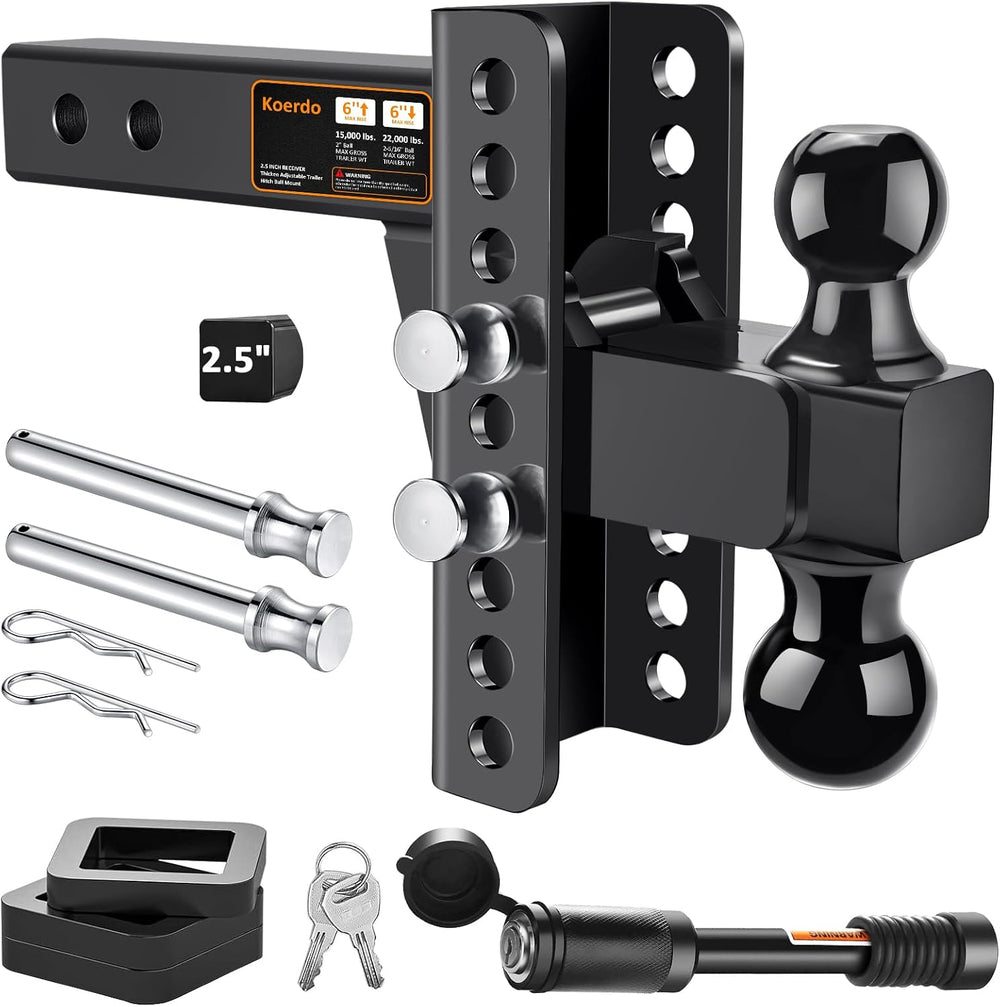 Adjustable Trailer Hitch Fits 2.5" Receiver, Drop Hitch & Tow Hitch ...