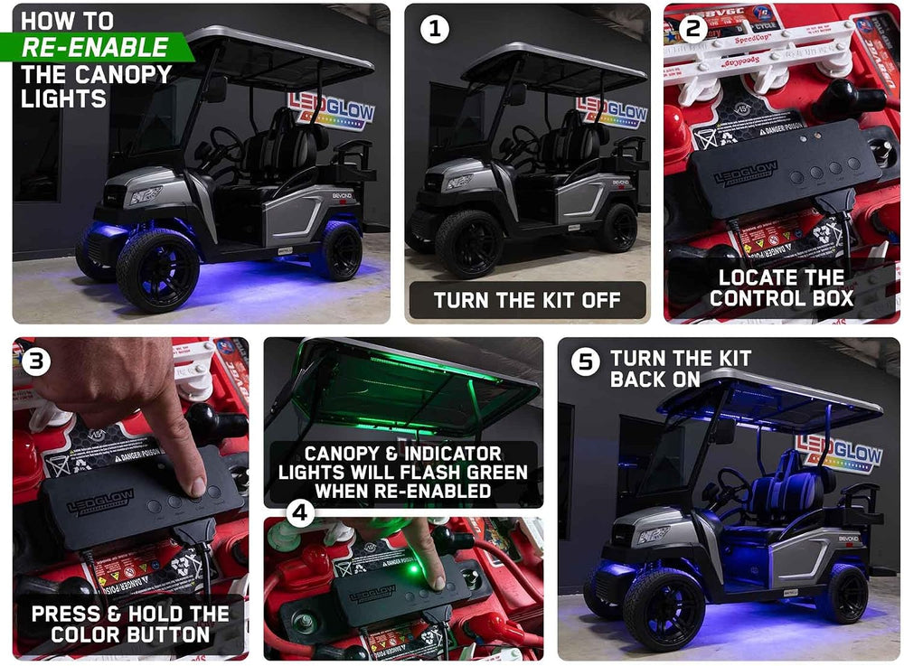 LEDGlow 12pc Million Color LED Golf Cart Underglow Kit for 12V 6-Seater