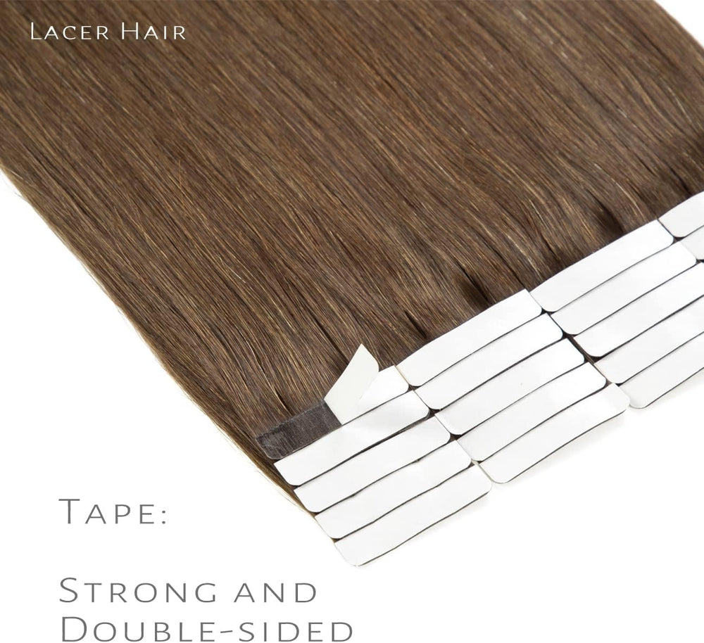 Lacer 22 Inch Tape In Extensions Chocolate Brown Color