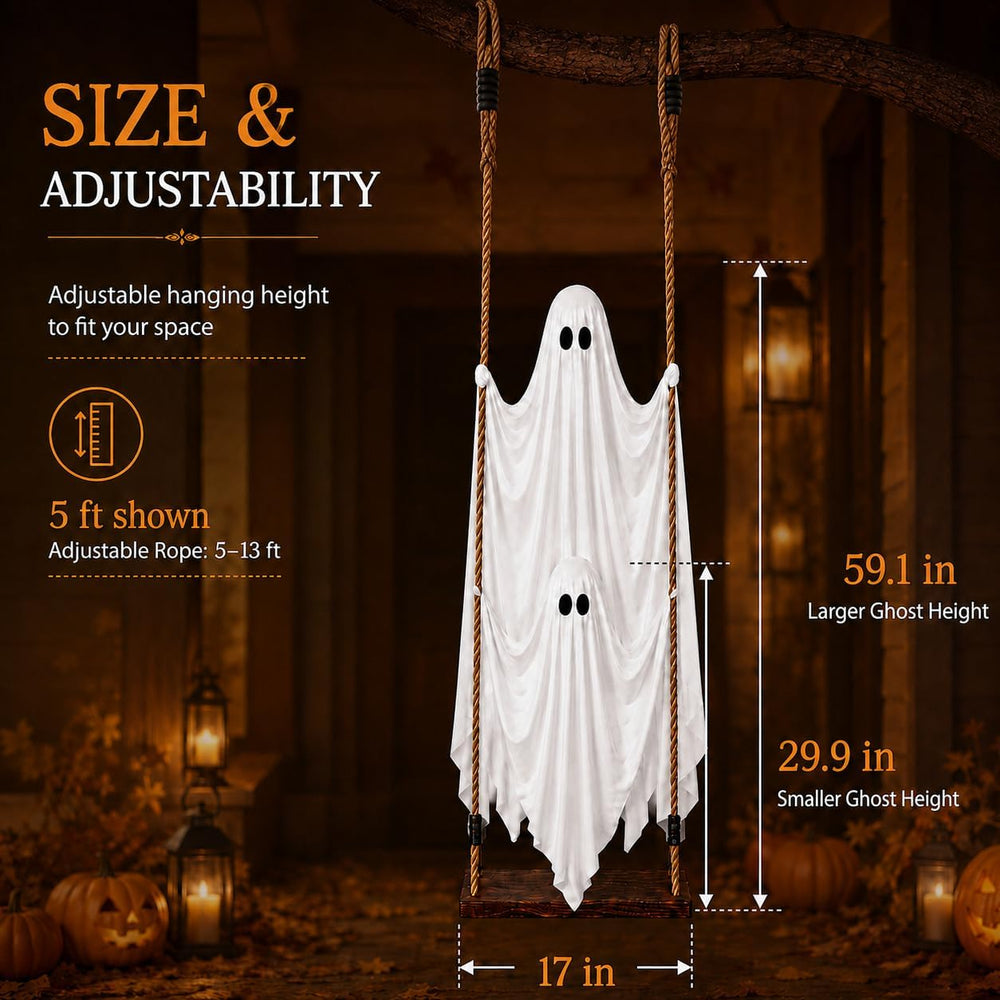 Halloween Hanging Ghost Decorations Outdoor,5 FT Large Swinging Ghost Set