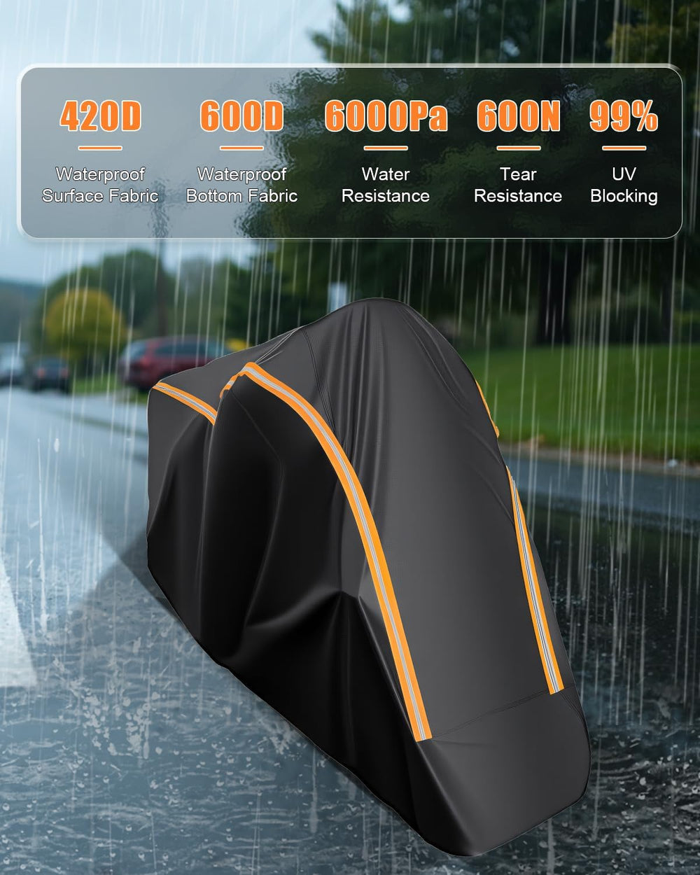 Full Enclosed Motorcycle Cover Waterproof Outdoor Fit Length up to 118"