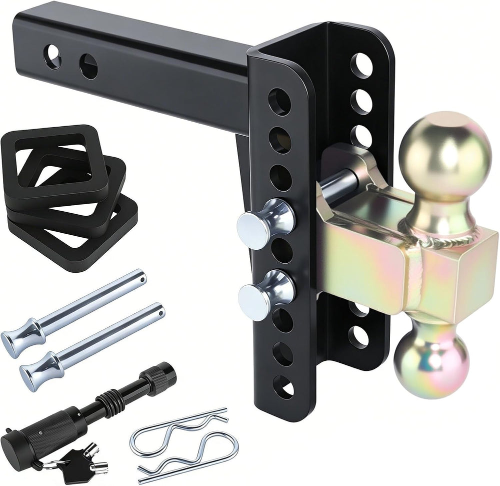 Adjustable Drawbar Trailer Hitch Fit for 2-Inch Receiver with 6" Drop/Ri...
