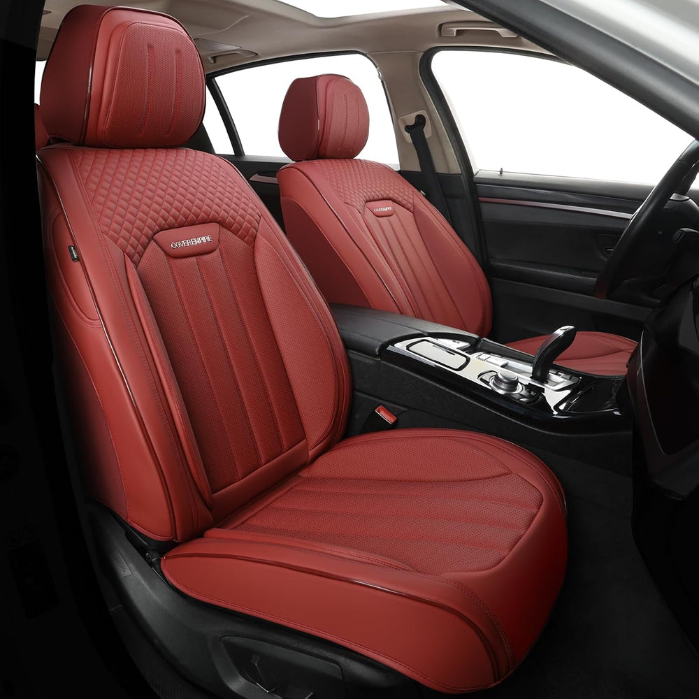 Red Car Seat Covers Full Set, Universal Leather Seat Cover for Cars 5 Seats, ...