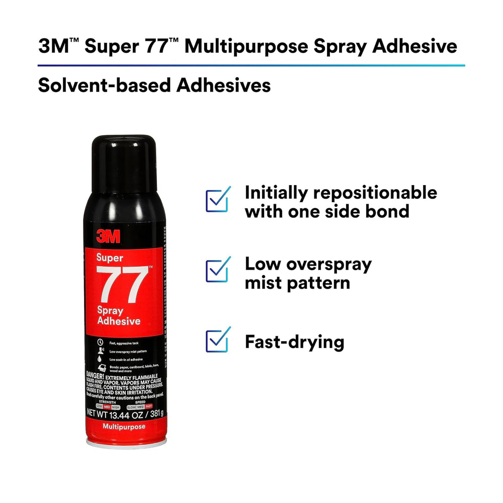 3M Super 77 Multipurpose Permanent Spray Adhesive Glue, Paper, Cardboard, Fab...