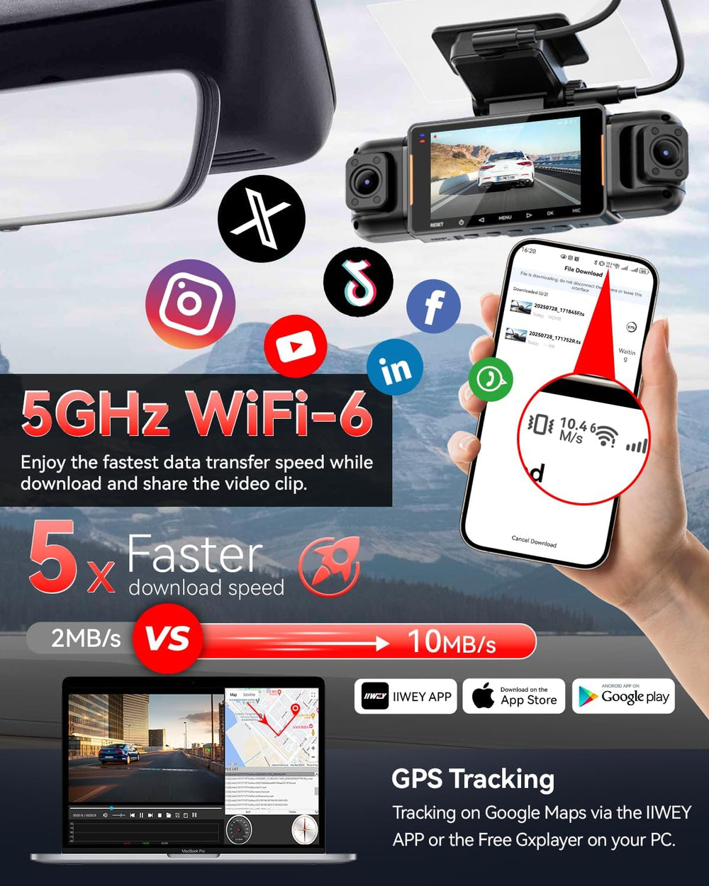 IIWEY N5 PRO 4K 4 Channel Dash Cam, 360ยฐ View 1080P Rear Inside