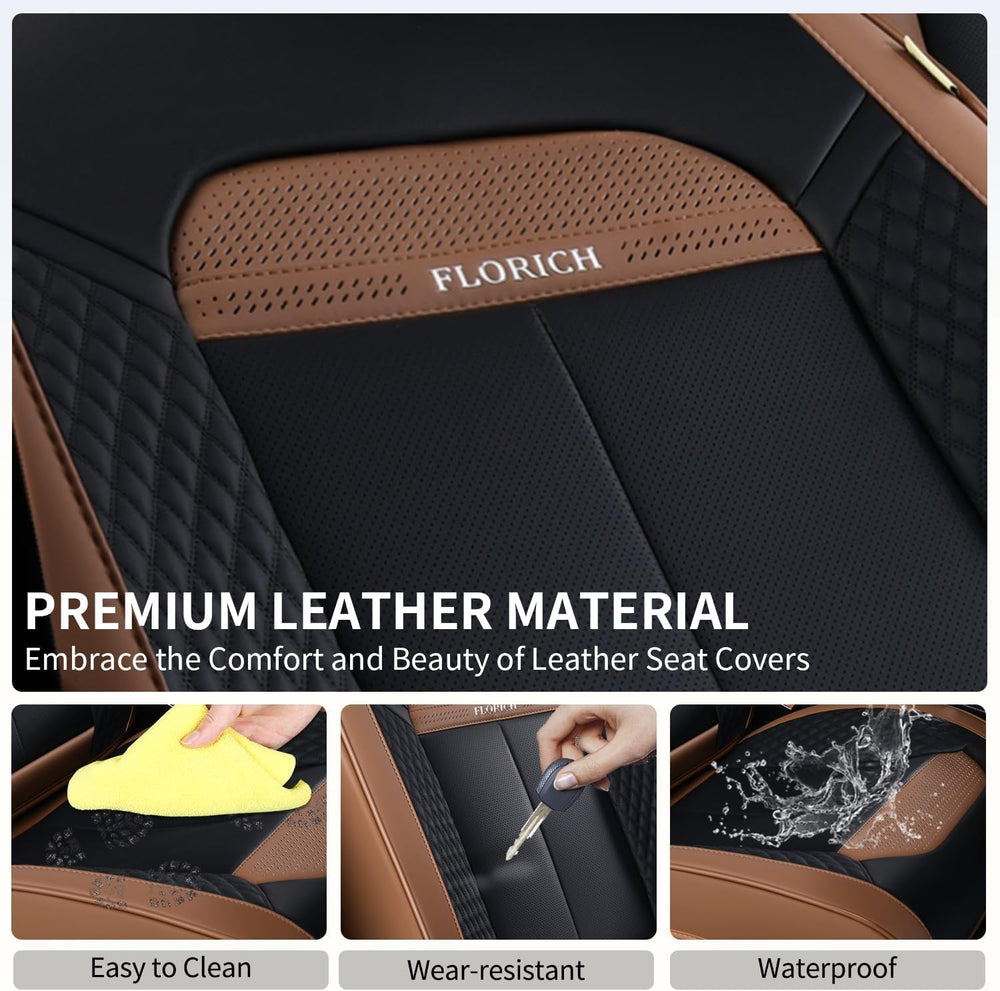 Car Seat Covers Front Seats Only, Luxury Leather Seat Covers Universal Anti-S...