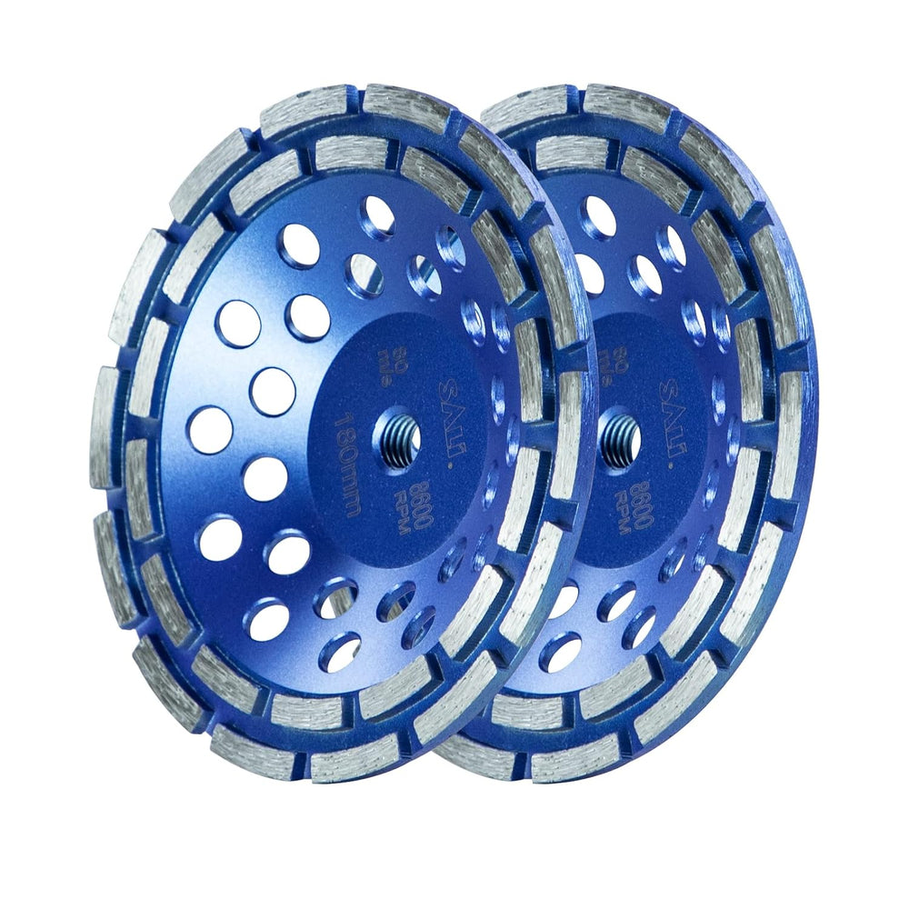 SALI 7 Inch 2pcs Concrete Grinding Wheels 28 Turbo Diamond Segments 5/8-11 Ar...