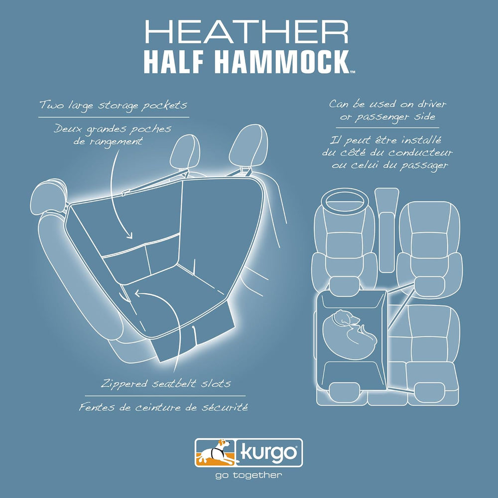 Kurgo Half Hammock Seat Cover, Heather Grey