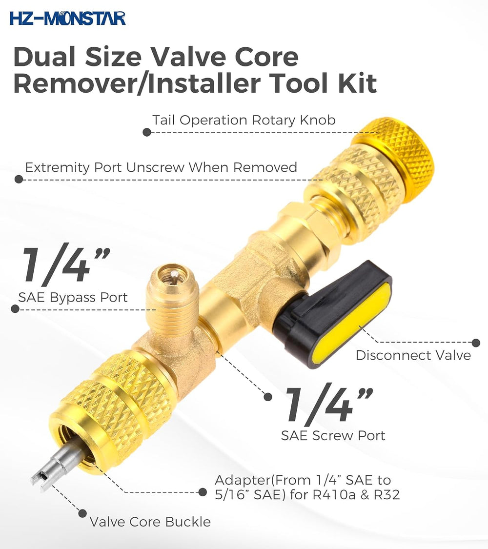 R12 R22 R410A Valve Core Remover Installer Kit for HVAC