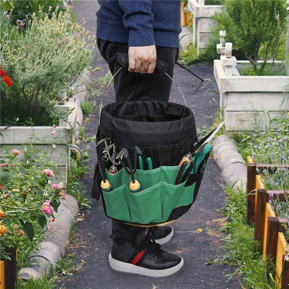 Green Gardening Tools Organizer 5 Gallon Bucket Tools Kit Storage Organizer w...