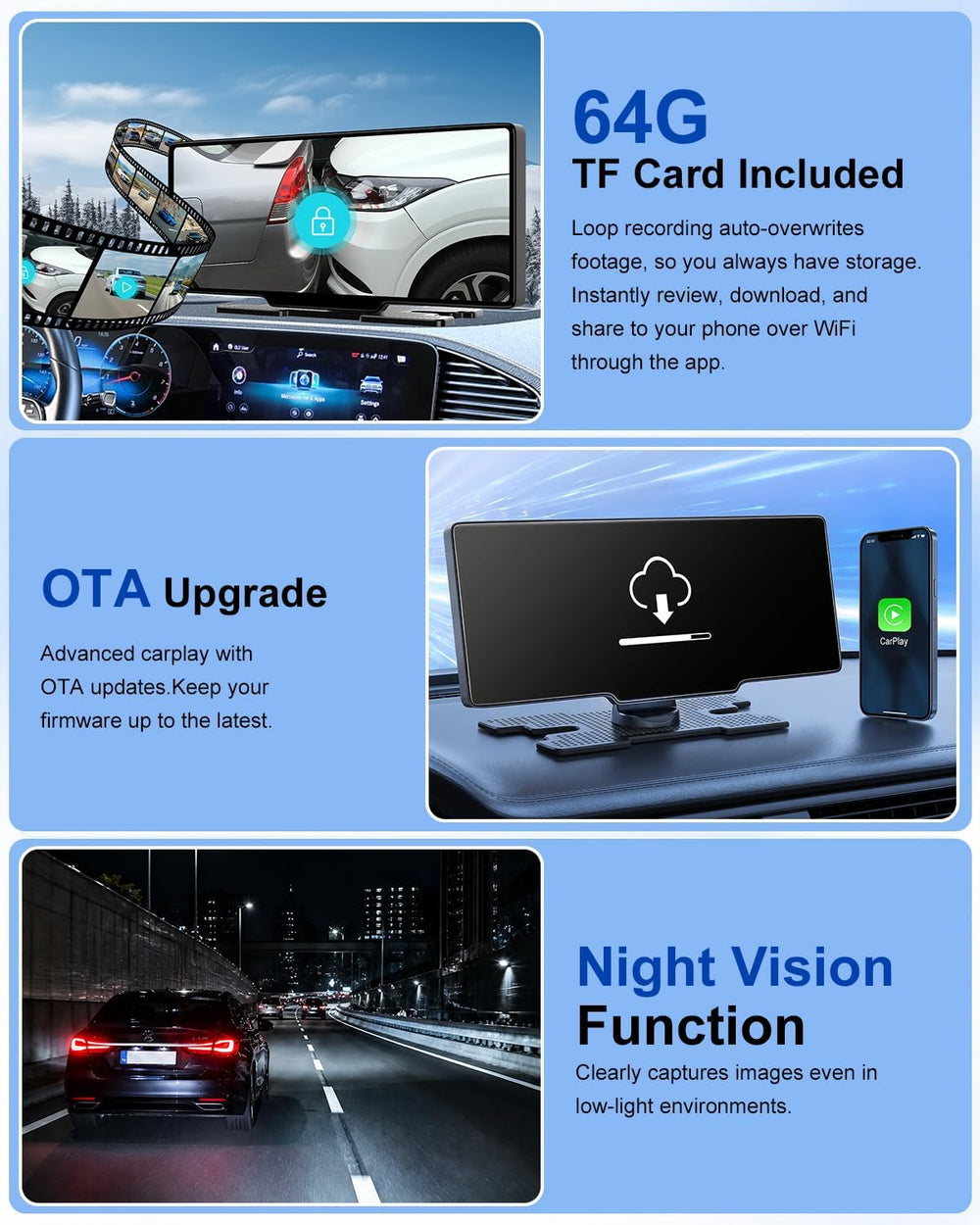 Carplay Screen for Car, 10.26" Wireless Apple CarPlay & Android Auto