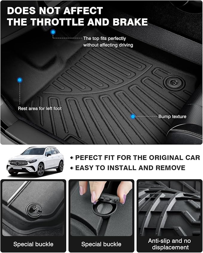 Powerty Floor Mats for 2023 2024 2025 Mercedes Benz GLC丨GLC 300丨GLC 350e丨4Matic