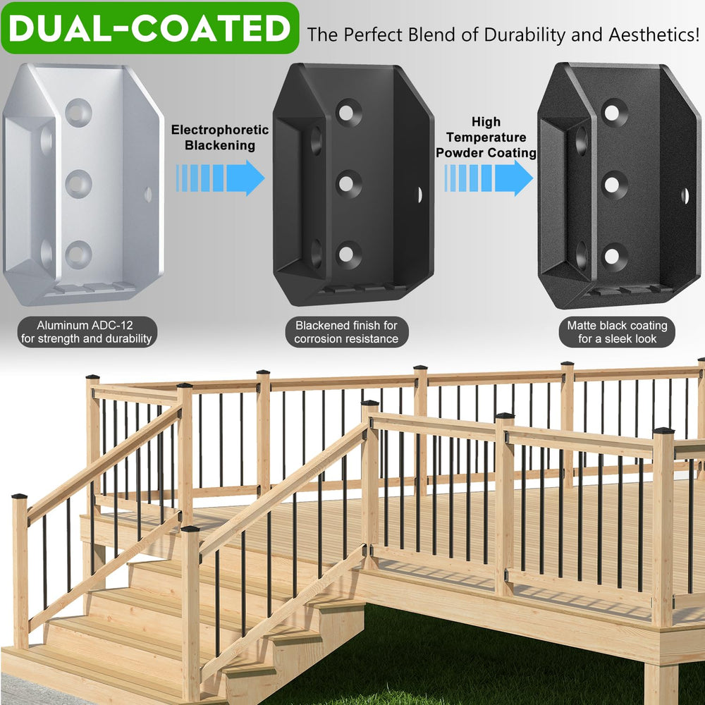 50 Pcs Heavy Duty ADC-12 Aluminum Deck Railing Brackets for 2x4 (Actual 1 ยฝ&q...
