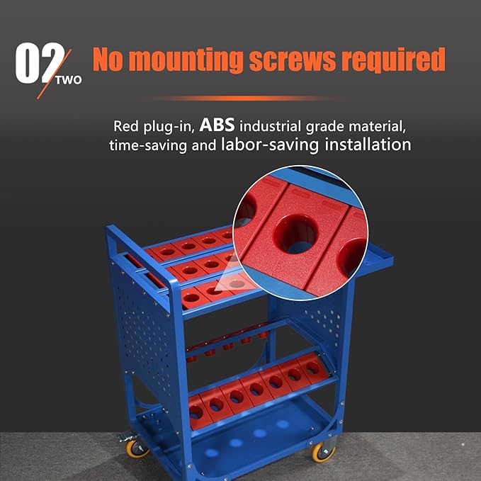 Blue Classic 50 Taper CNC Tool Holder Transfer Cart, 25 Capacity CAT/BT50
