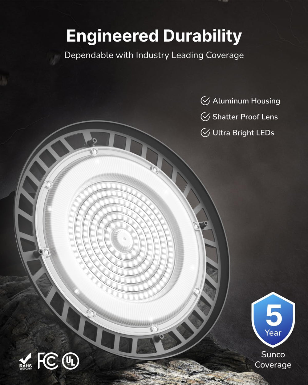Sunco 10 Pack UFO LED High Bay Lights, Plug & Play, 150W, 19500LM, 6000K