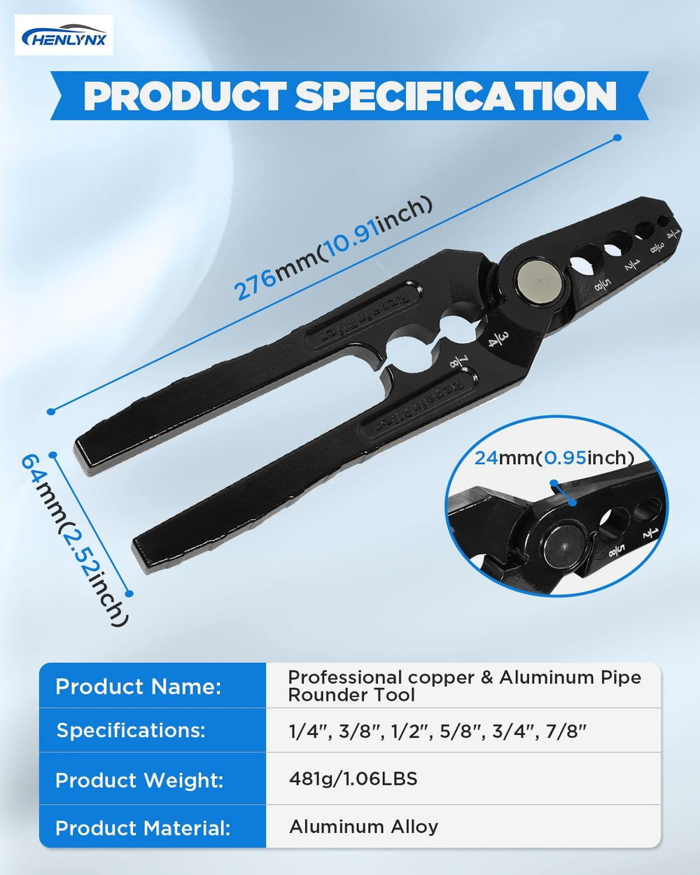 Manual Copper Tube Rounder - 6 Hole Pipe Repair Pliers for 1/4" 3/8"...