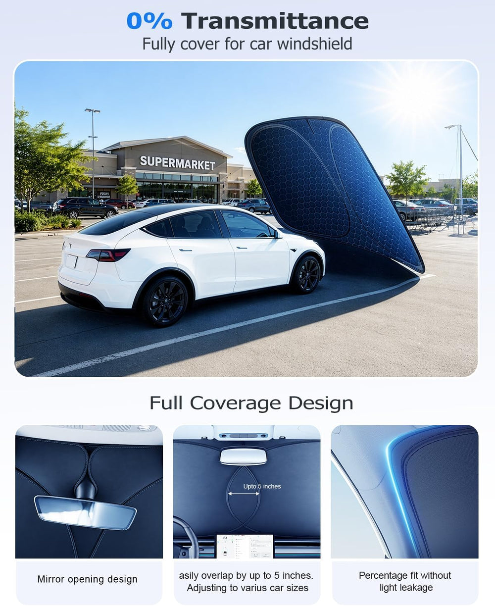 DMJN Front Windshield Sun Shade for Tesla New Model Y, Y & 3 (2017-2026),...