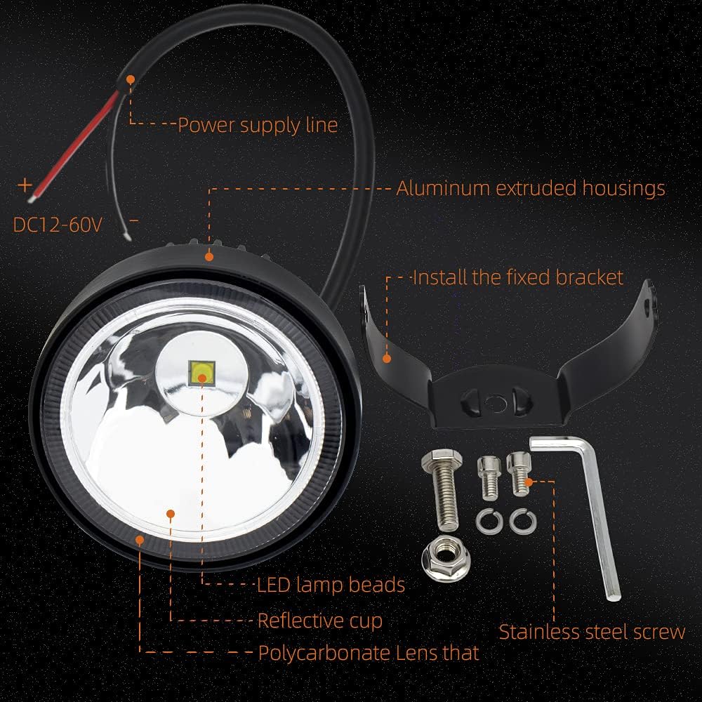 LED Round Driving Fog Lights OffRoad Driving Spot Lights 2Pcs 4 Inch Super Br...