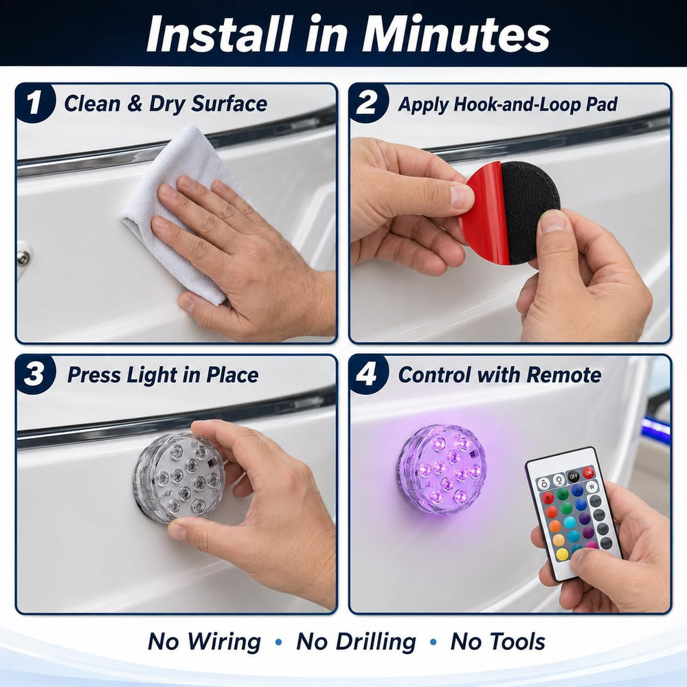 Seaponer Boat Lights Wireless Battery Operated, Waterproof Marine Led Light f...