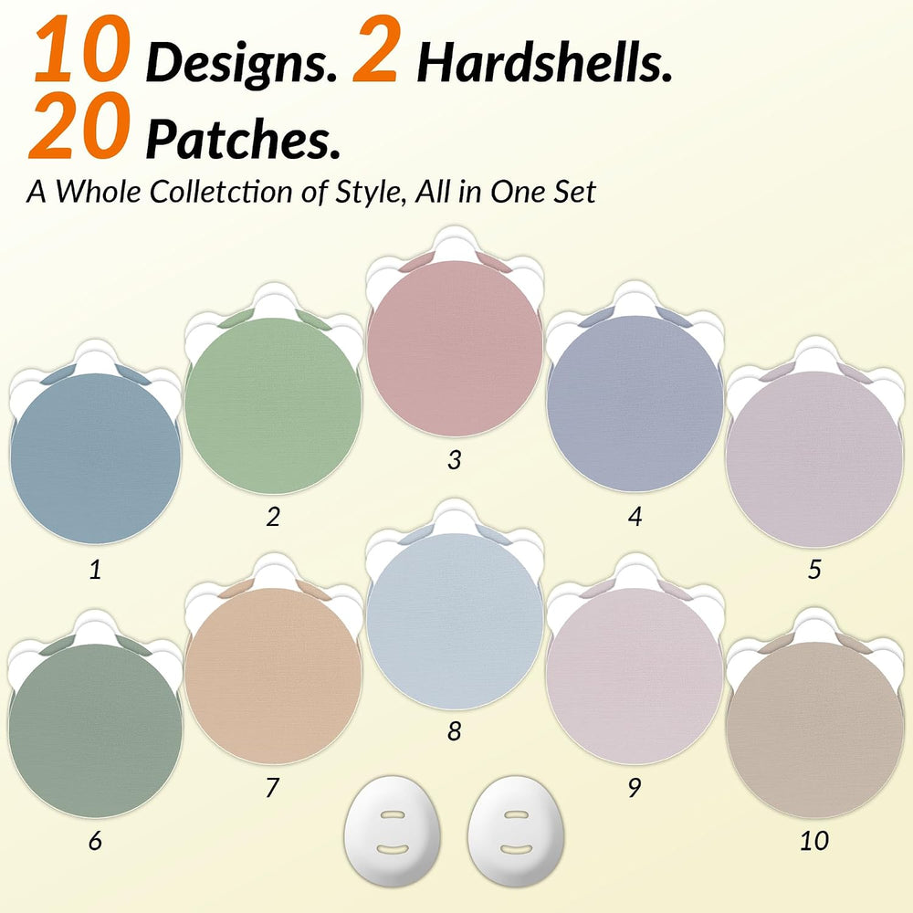 20 Pack/10 Morandi Colors Dexcom G7 & Stelo Over Patches Waterproof Pastels