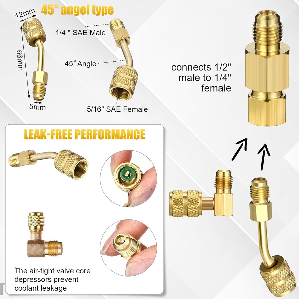 Tujoe R410A Valve Core Remover Tool Kit HVAC AC Refrigerant Angled Compact Ba...