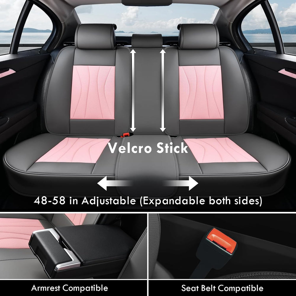 Coverado Car Seat Covers Full Set, Universal Seat Cover for Cars, Luxury Faux...