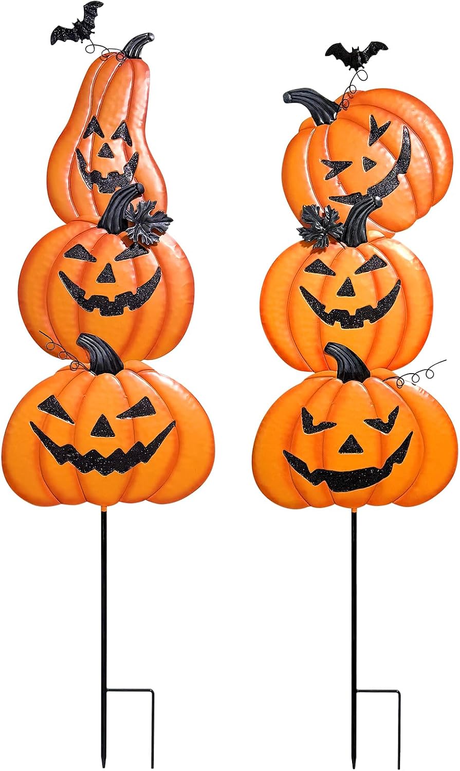 2 Pack Halloween/Thanksgiving Garden Stakes, Outdoor Party Dรฉcor Stacked Meta...