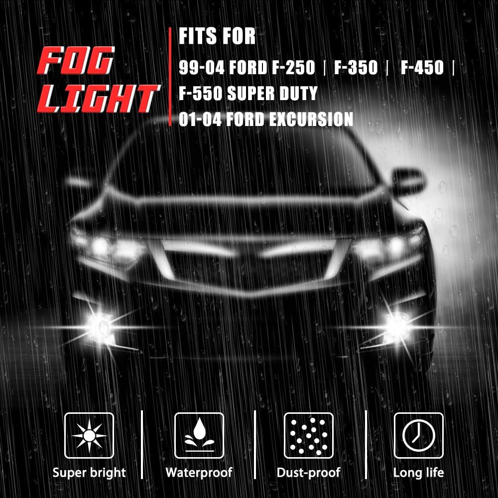 Driving Fog Lights Lamps Replacement for 1999-2004 Ford F250 350 450 550(Supe...