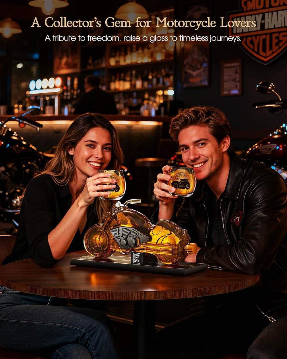 Kollea Motorcycle Whiskey Decanter Gift Set with 2 Glasses