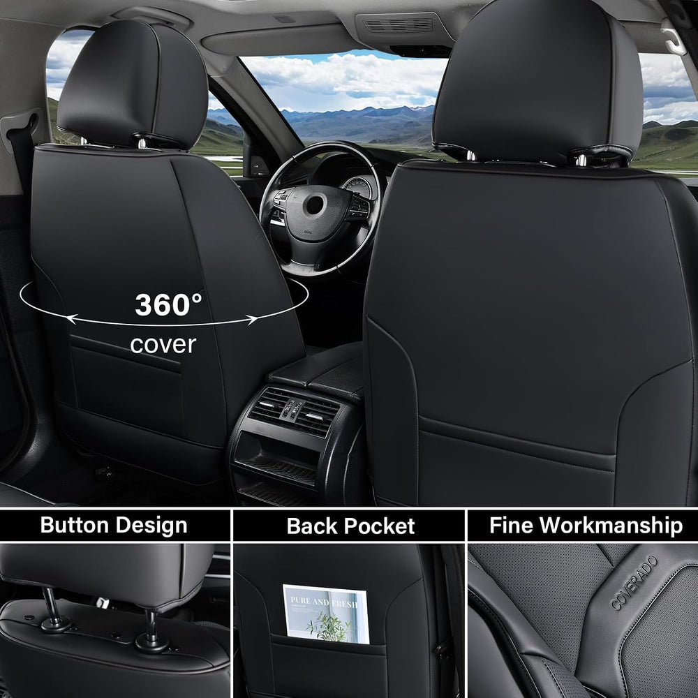 Coverado Car Seat Covers Full Set, Premium Nappa Leather Seat Covers for Car,...