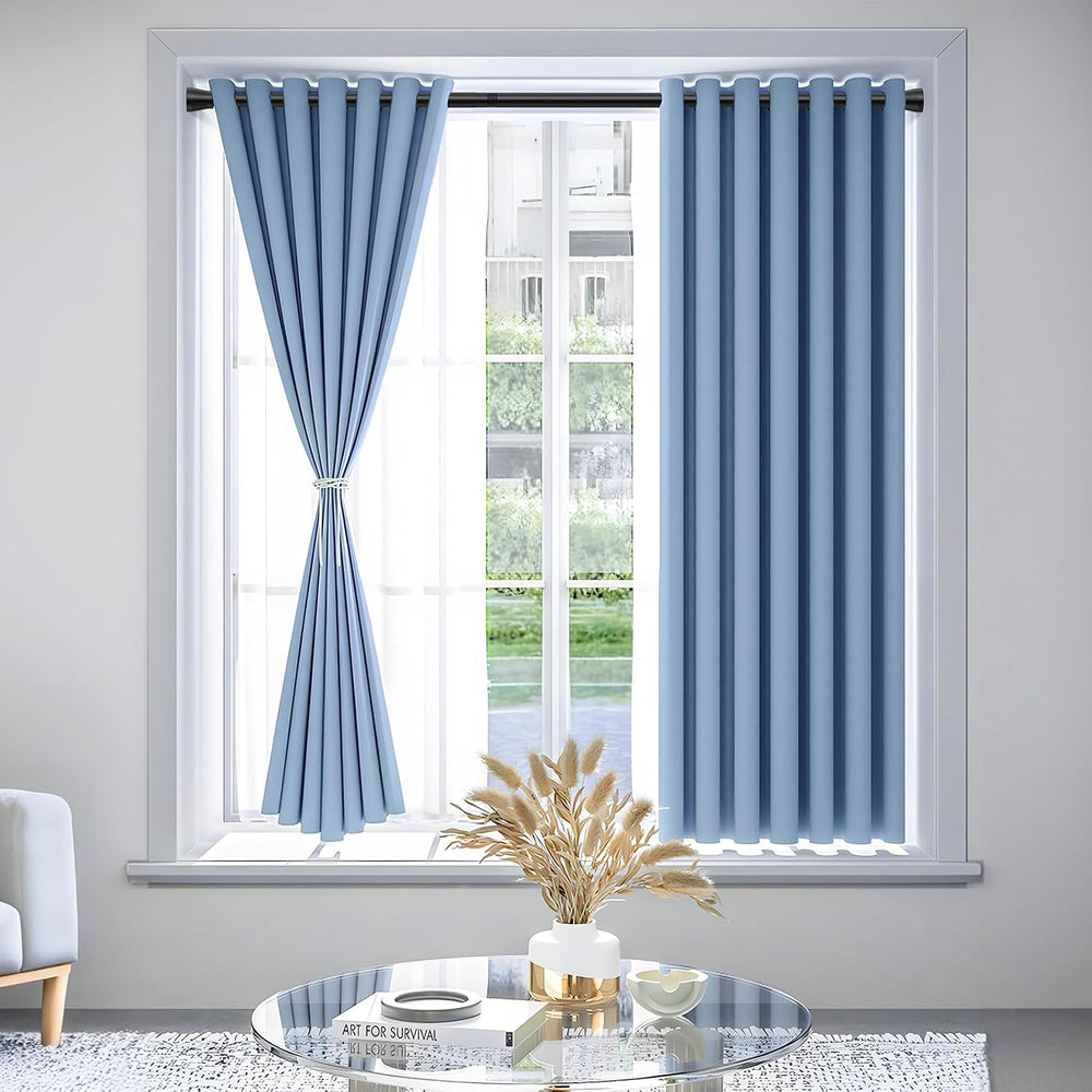 Black Spring Tension Curtain Rods 28 to 48 Inch, Adjustable Curtain Rods No D...