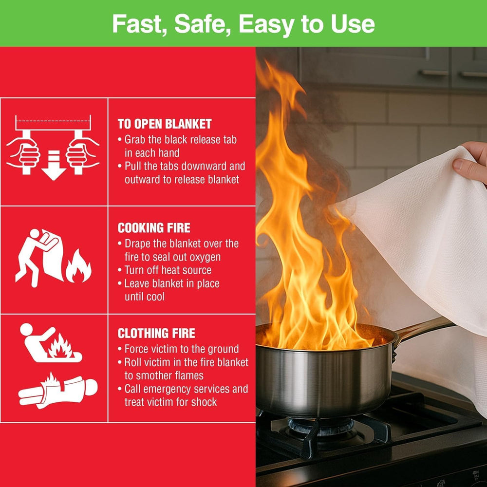 2-Pack Emergency Fire Blanket - ASTM Certified Fire Suppression Blanket for H...