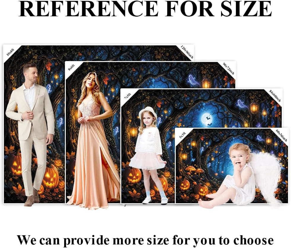 Leowefowa Halloween Enchanted Forest Backdrop 10x8ft Cute Ghost Glowing Lante...