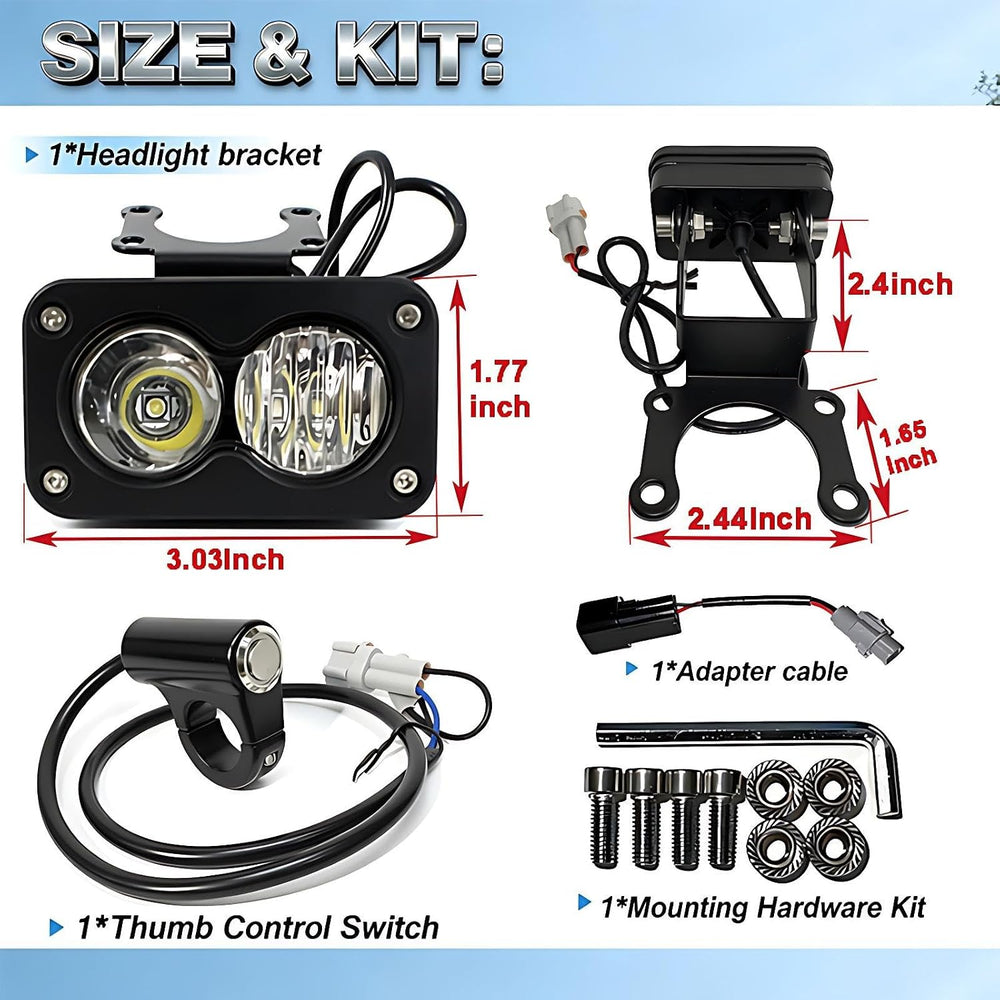 Headlight Kit 6000-6500K Crystal White LED Light Bar with Switch for Sur-Ron ...
