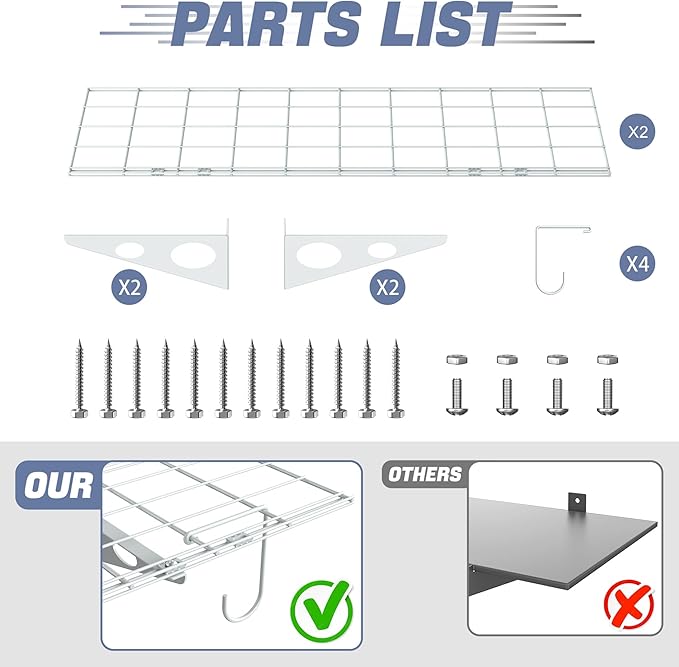 WALMANN 2-Pack Garage Wall Shelves, 1 x 4 ft/12 * 48 inch Wall Mounted Storage